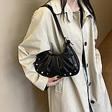 Жіноча сумка 8615 багет крос-боді чорна, фото 7