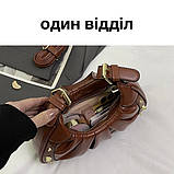 Жіноча сумка 8615 багет крос-боді бежева, фото 8