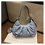 Жіноча сумка 8615 багет крос-боді блакитна, фото 3