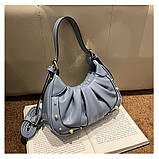 Жіноча сумка 8615 багет крос-боді блакитна, фото 4