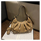 Жіноча сумка 8615 багет крос-боді бежева, фото 4