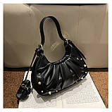 Жіноча сумка 8615 багет крос-боді чорна, фото 3