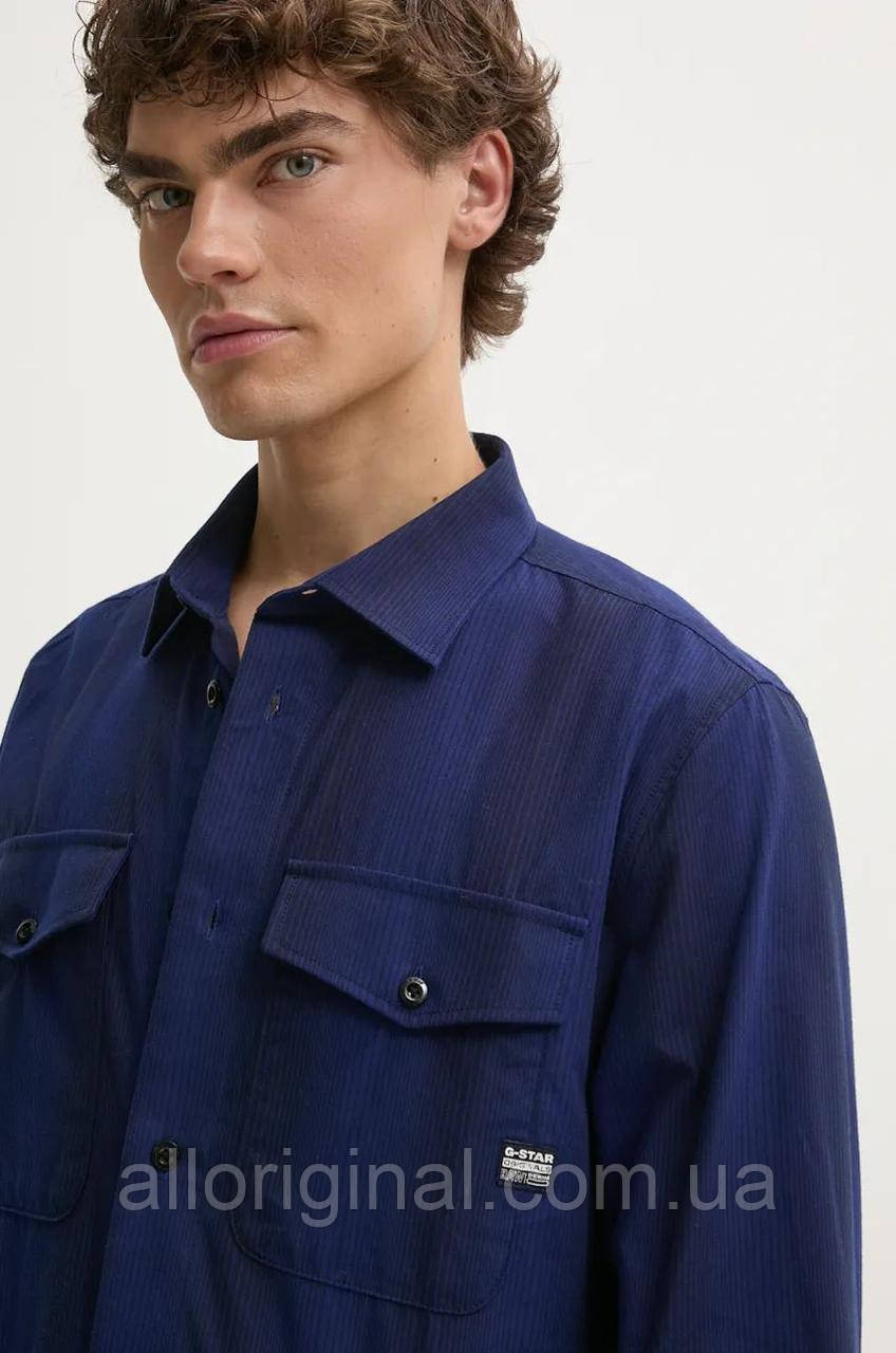 AllOriginal com ua Бавовняна сорочка G-Star Raw чоловіча колір синій slim з італійським коміром D24963-D744