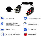 Мотозарядка Cliff Top USB+PD під розетку DIN Hella і в гніздо прикурювача. Підсвітка, фото 6