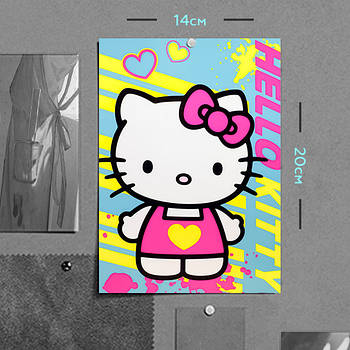 "Кішка Хеллоу Кітті / Hello Kitty" плакат (постер) розміром А5 (14х20см)