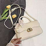 Жіноча сумка 10366 крос-боді біла молочна, фото 4