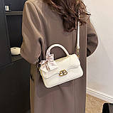 Жіноча сумка 10366 крос-боді біла молочна, фото 7