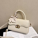 Жіноча сумка 10366 крос-боді біла молочна, фото 6