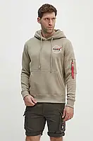 Urbanshop com ua Кофта Alpha Industries NASA Orbit Hoody чоловіча колір бежевий з капюшоном з аплікацією
