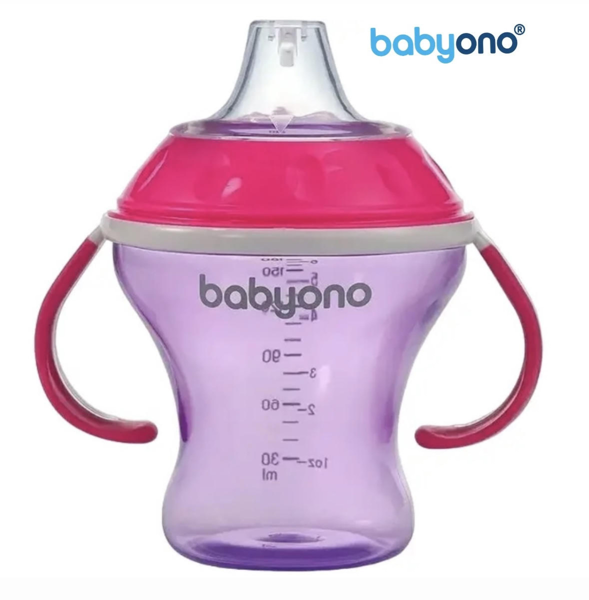Поїлка непроливайка з м'яким носиком BabyOno Natural nursing, 3м+ 180мл рожева (Бебіоно)1456/02