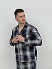 Піжама чоловіча ФЛАНЕЛЬ штани+сорочка COSY клітина СИНЬО-СІРА, фото 5