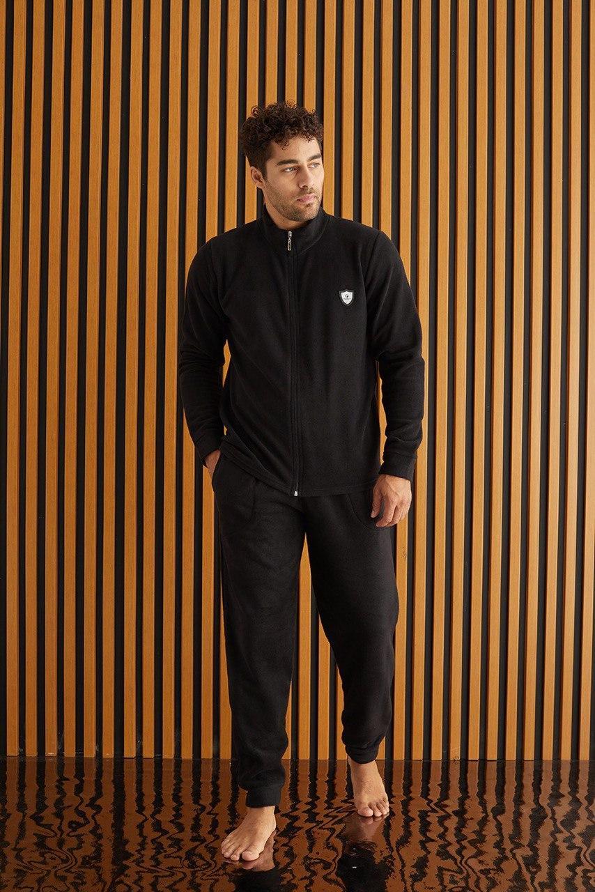 Чоловіча ФЛІСОВА піжама домашній костюм штани+кофта ТУРЦІЯ ЧОРНИЙ, фото 1