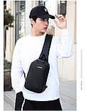 Модна водонепроникна нагрудна сумка з твердим корпусом для чоловіків, сумка через плече гуртом, фото 3