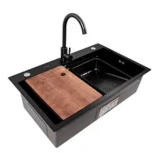 Кухонна мийка PVD чорна CM 75*46B Platinum Handmade-stryqq