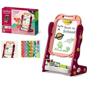 Мольберт 050-52 двосторонній, крейда, маркери, стиранка, магніти, настільні ігри, фішки, в коробці [tsi246919-