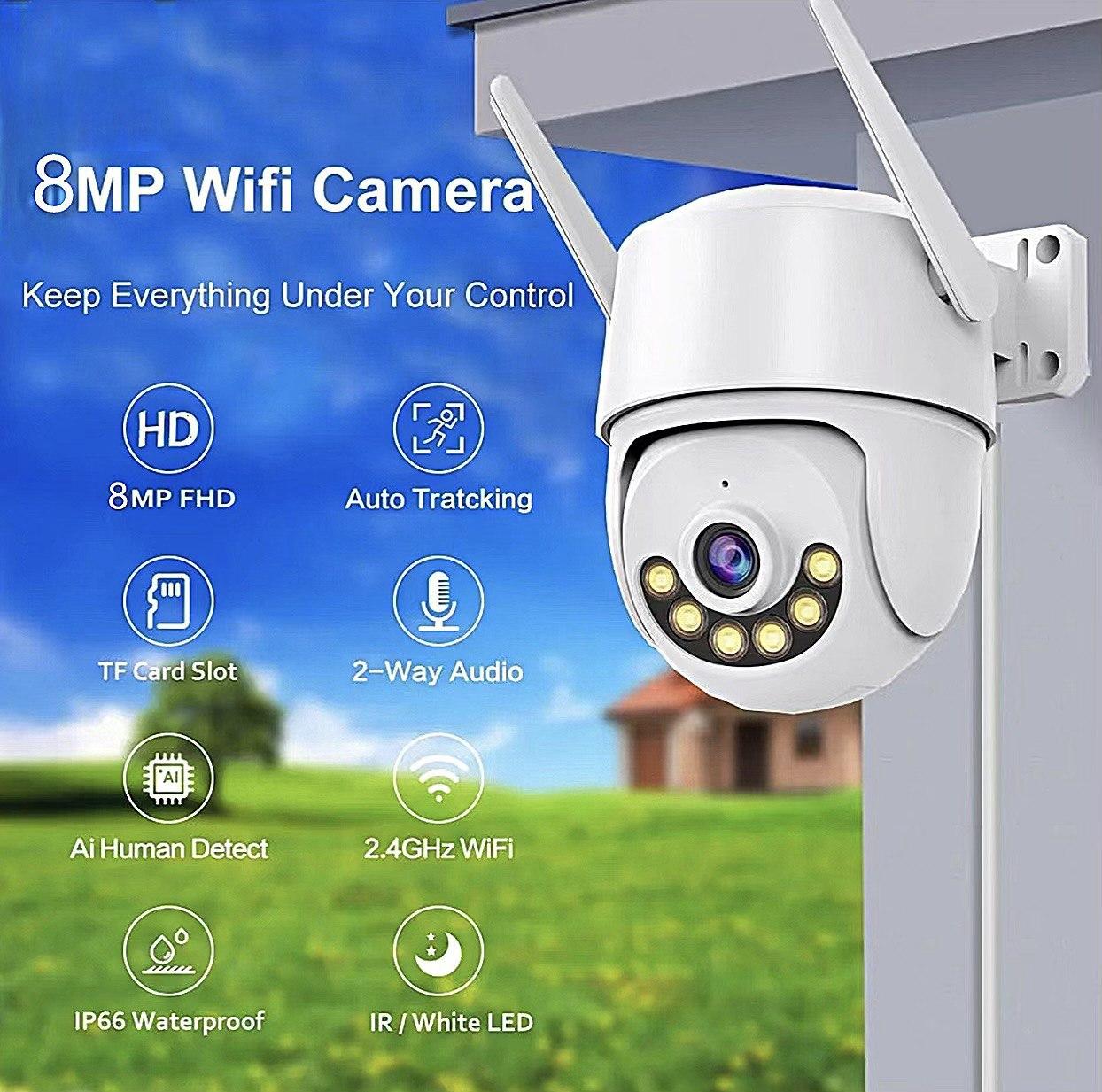 Уличная IP WiFi Камера Видеонаблюдения N806 ICSee 8Мп 4К Портативная ...