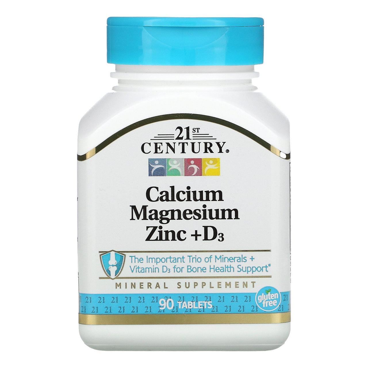 Кальцій Магній Цинк і Вітамін Д3 21st Century (Calcium Magnesium Zinc + D3) 90 таблеток BX759, фото 1