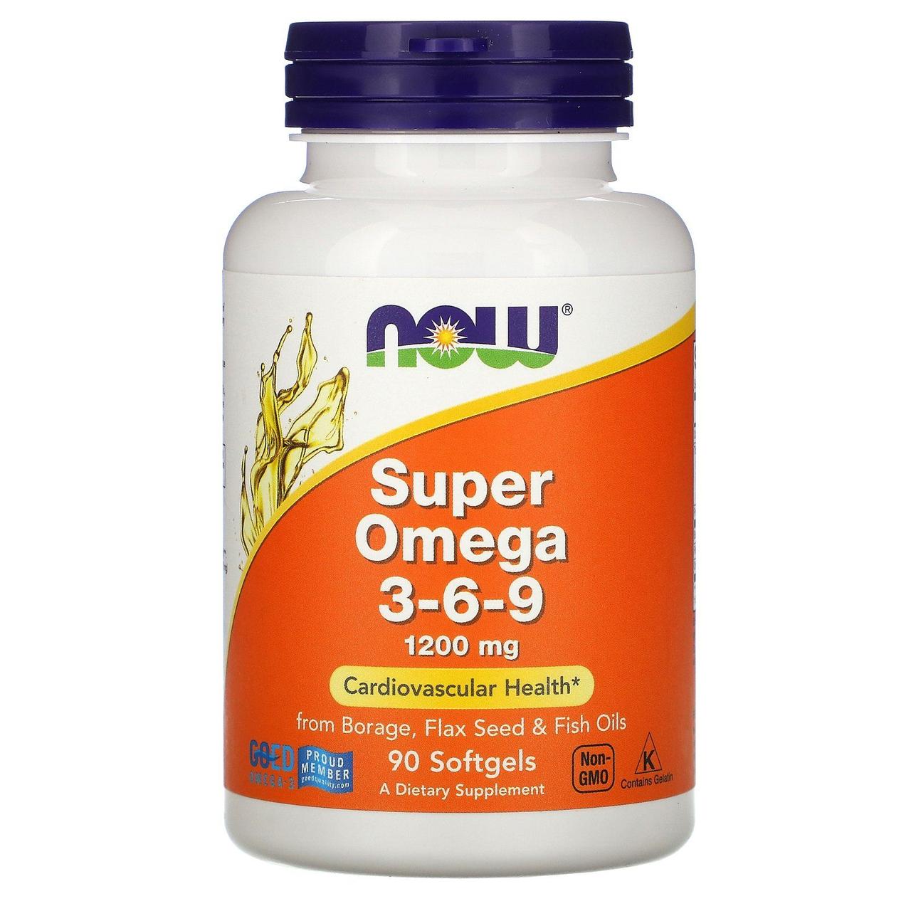 Супер Омега 3-6-9 Now Foods (Super Omega 3-6-9) 1200 мг 90 капсул BX249