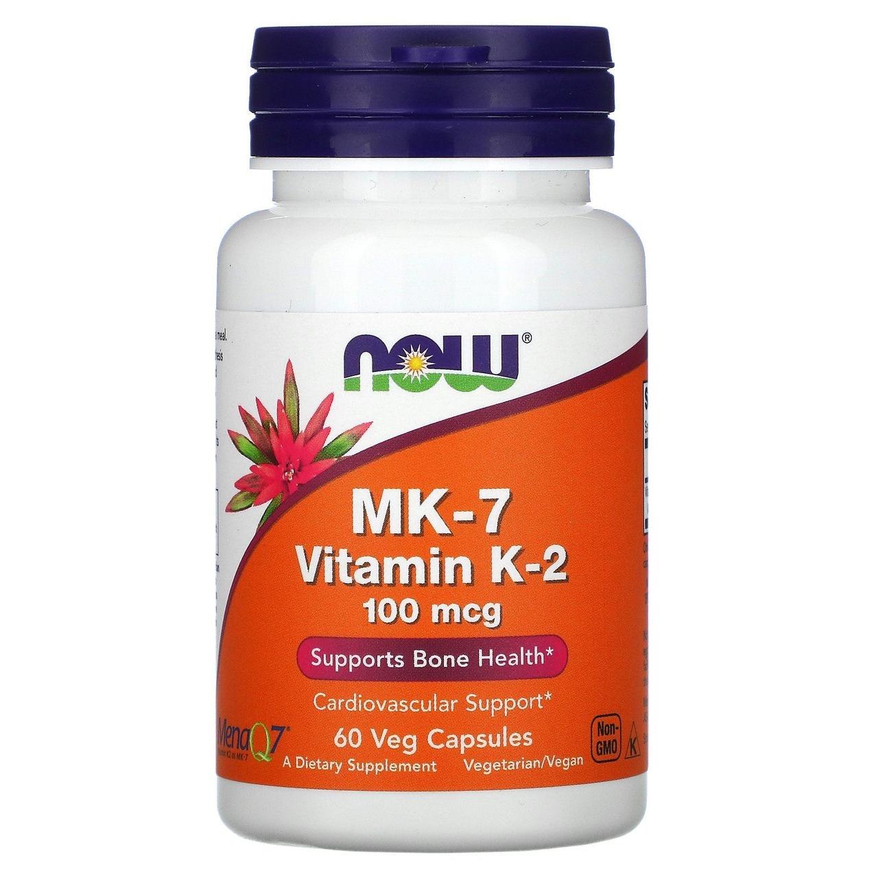 MK-7 Вітамін K-2 Now Foods (MK-7 Vitamin K-2) 100 мкг 60 капсул BX563