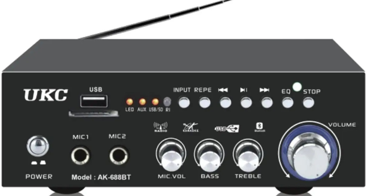 Підсилювач UKC AK-688BT — Bluetooth, USB,SD,FM, MP3! Караоке 2х канальний