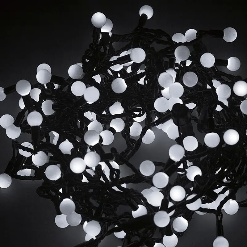 Гірлянда Куля матова велика 200 ламп Провід силікон чорний Білий, фото 1