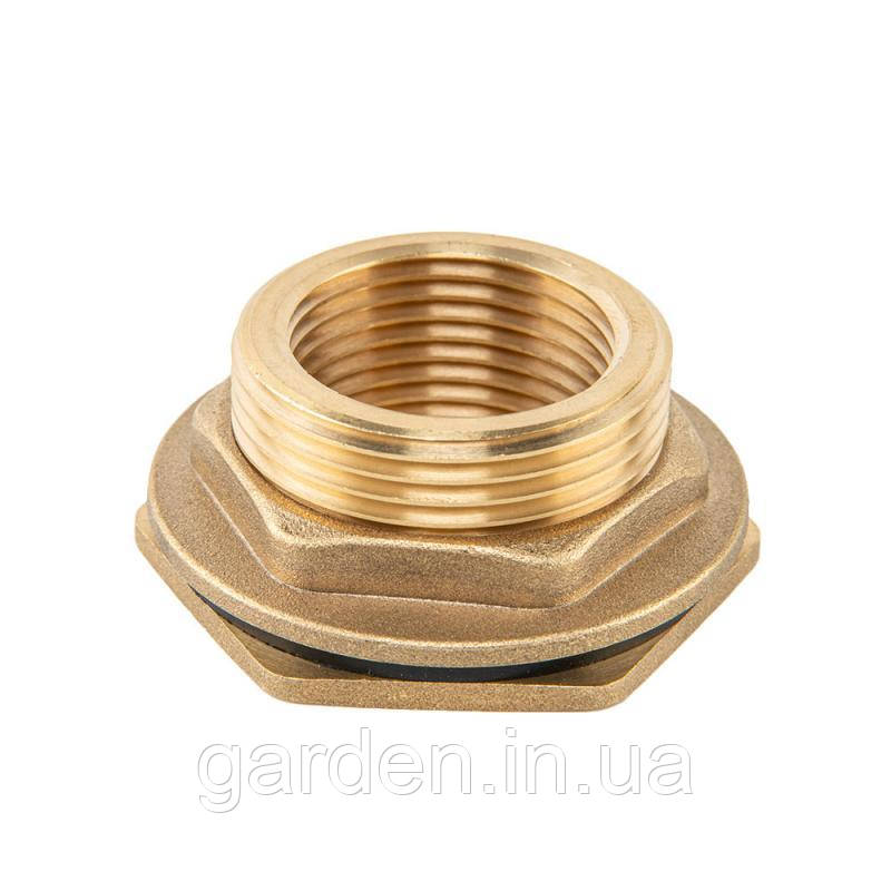 Втулка для бака РВ 3/4" - РЗ 1" з гайкою та прокладкою 1", BRASS, BR-P34100