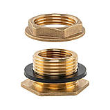 Втулка для бака РВ 3/4" - РЗ 1" з гайкою та прокладкою 1", BRASS, BR-P34100, фото 3