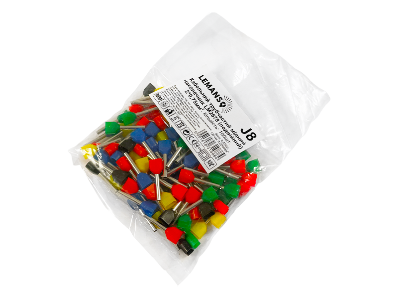 Кабельний трубчастий наконечник Lemanso LM2678 для двох дротів 2х0.75 мм² 100 шт