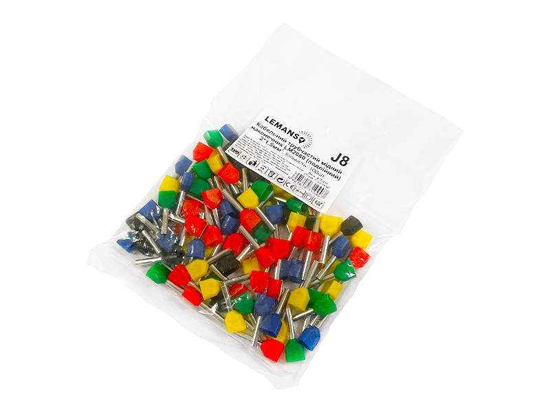 Кабельний трубчастий наконечник Lemanso LM2680 для двох дротів 2х1.5 мм² 100 шт