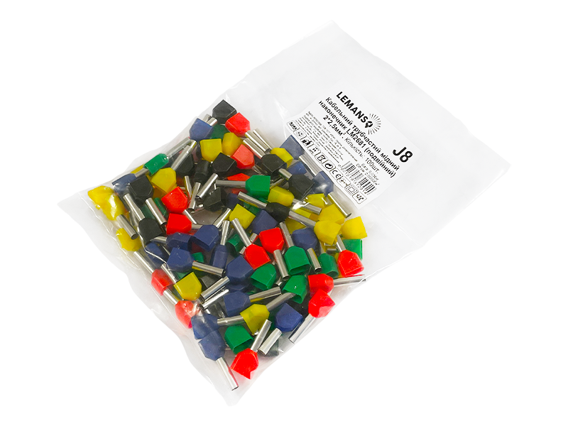 Кабельний трубчастий наконечник Lemanso LM2681 для двох дротів 2х2.5 мм² 100 шт