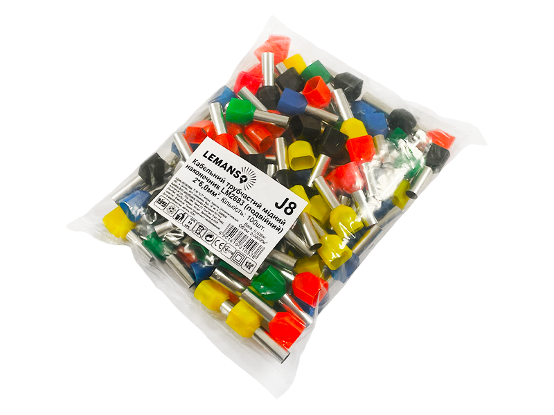 Кабельний трубчастий наконечник Lemanso LM2683 для двох дротів 2х6.0 мм² 100 шт