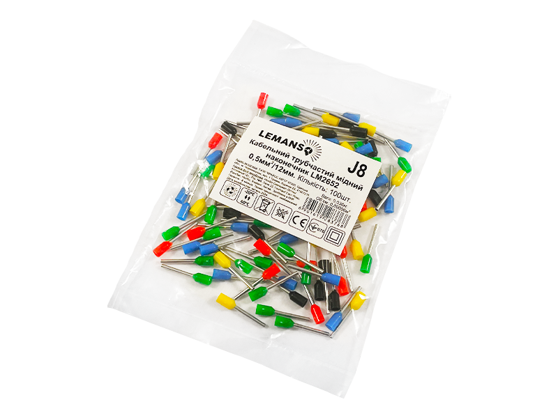 Кабельний трубчастий наконечник Lemanso LM2652 0.5 мм²/12 мм 100 шт