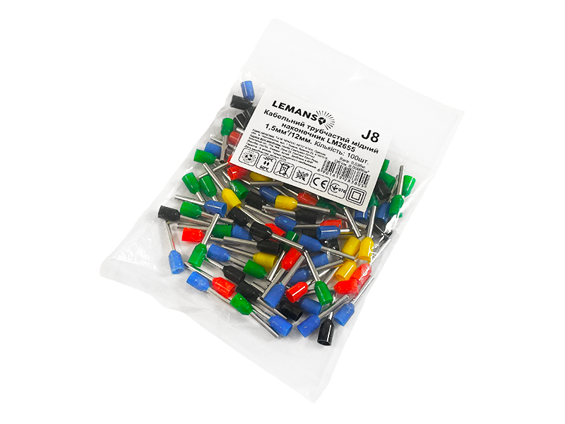 Кабельний трубчастий наконечник Lemanso LM2655 1.5 мм²/12 мм 100 шт