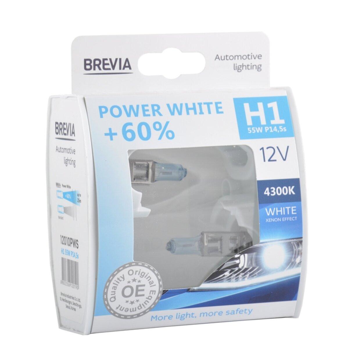 Галогенова лампа Brevia H1 12V 55W P14,5s Power White +60% 4300K S2, фото 1