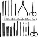 Набір для манікюру та педикюру 18 предметів футляр інструменти для догляду за нігтями, фото 5