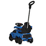 Дитяча каталка-толокар Bambi M 5900 з батьківською ручкою 2 в 1 Синій, фото 3