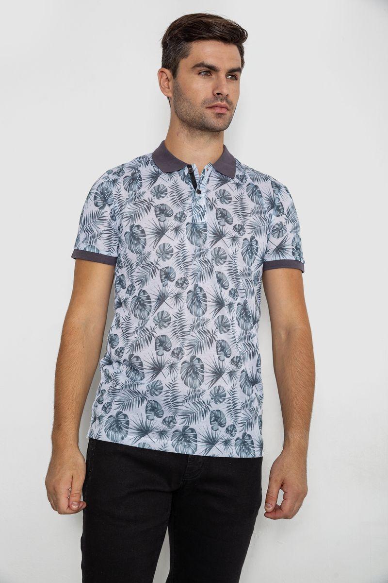 Поло чоловіче з принтом, колір біло-зелений, 247R311, фото 1
