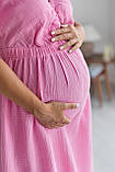 Нічна сорочка з бавовни для вагітних та годуючих мам Nicole XXL (50) Lullababe Рожевий, фото 3