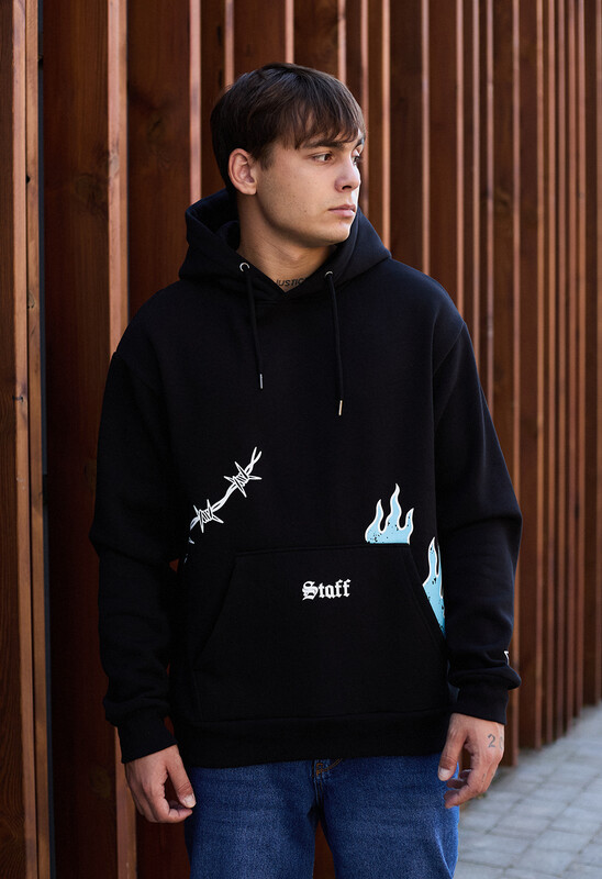 Чорне оверсайз худі Staff fire oversize fleece