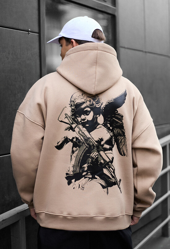 Світло-коричневе худі Staff danger art oversize fleece