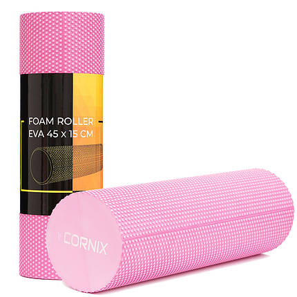 Масажний ролик Cornix EVA+ 45 x 15 см (валик, роллер) XR-0303 Pink, фото 1