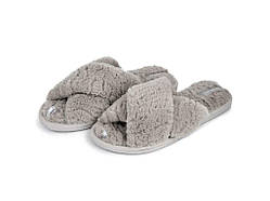 Капці домашні жіночі р.38/39 сірі HS хутрянi перехрест (X) ТМ TWINS