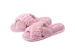 Капці домашні жіночі р.36/37 рожеві HS хутрянi перехрест (X) ТМ TWINS