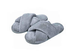 Капці домашні жіночі р.40 темно-сірі HS-LUX хутрянi перехрест (X) ТМ TWINS