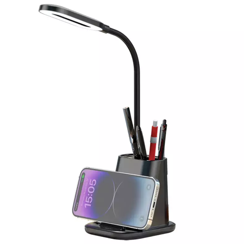 Бездротова Зарядка QI + Лампа + Підставка 3 in 1 XO WX032 |15W/ USB+Type-C| Black