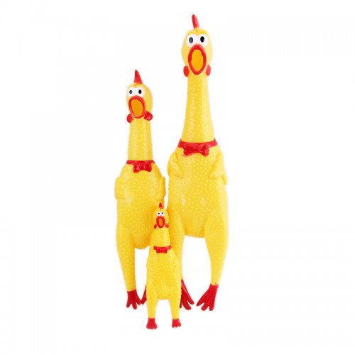 Іграшка гумова з пищалкою для собак  кричаще курча, 28 см, фото 1