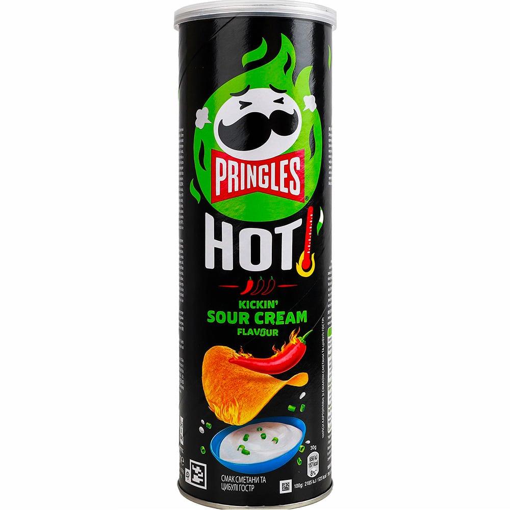 Чипси Pringles Hot зі смаком сметани та цибулі (Sour Cream) 160г