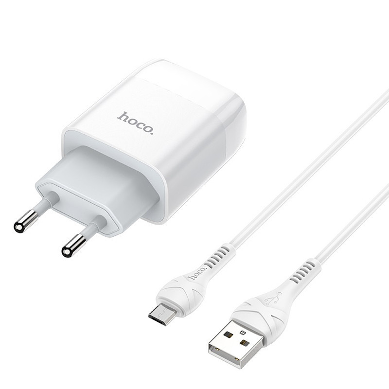 Мережевий зарядний пристрій HOCO С73A Glorious 2USB/2.4A +micro White