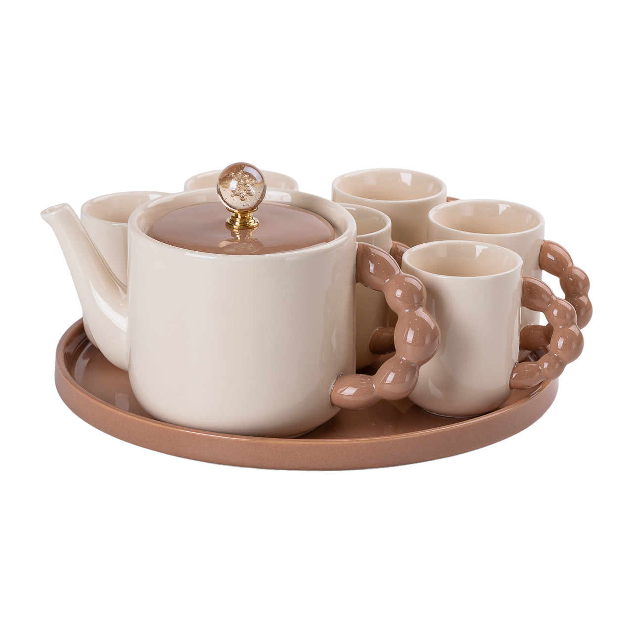 Чайний сервіз на 6 персон із чайником заварником на керамічній підставці Lugi, фото 1