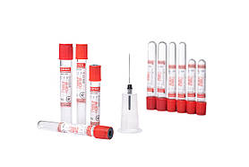 Пробірка вакуумна для забору крові «MEDRYNOK», 4 мл,13х75 мм, з активатором згортання, з червоною кришкою